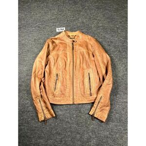 Vintage Joujou Biker Jacket Womens Large Brown Full Zip Motorcycle Riding